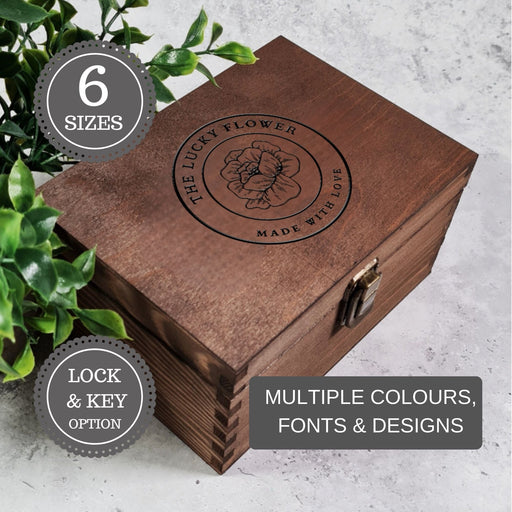 Custom Branded Wooden Packaging Presentation Box - 6 Sizes Small to XLarge