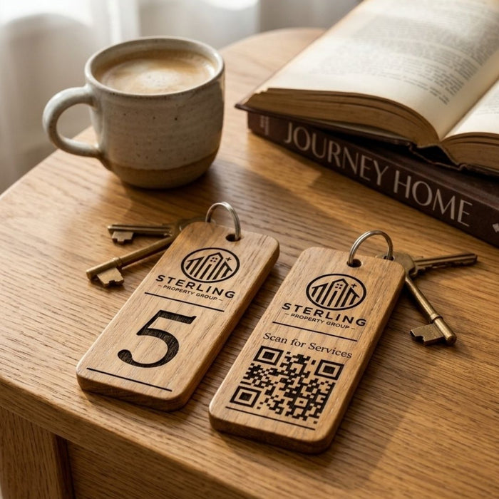 Custom QR Code Keyring I Wooden Scanable Website Keyring I Personalised QR Code Keychain