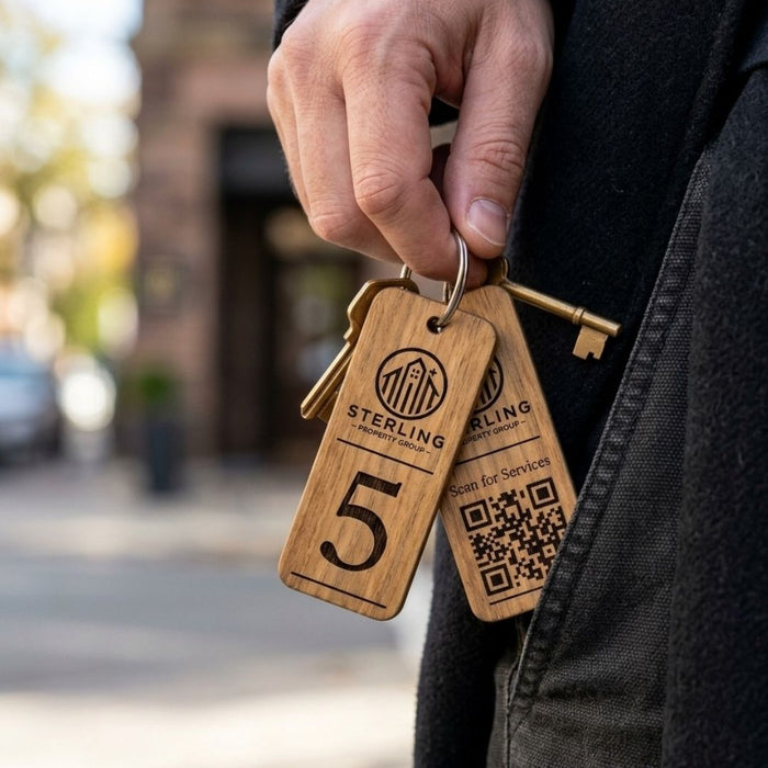 Custom QR Code Keyring I Wooden Scanable Website Keyring I Personalised QR Code Keychain