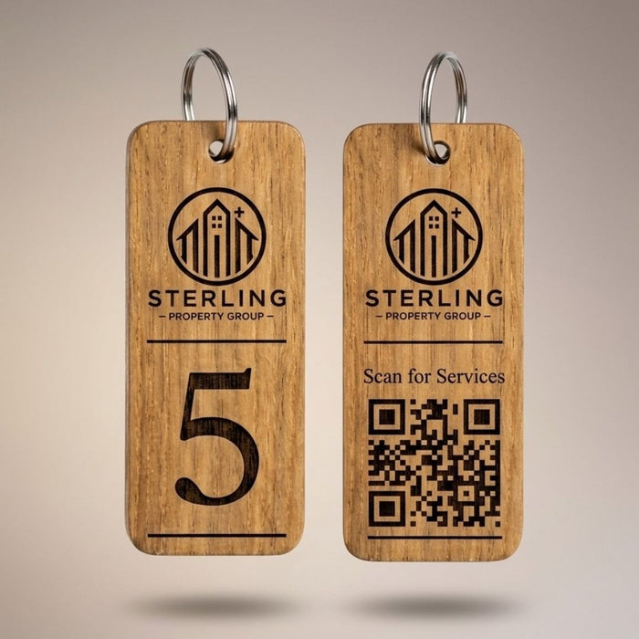 Custom QR Code Keyring I Wooden Scanable Website Keyring I Personalised QR Code Keychain