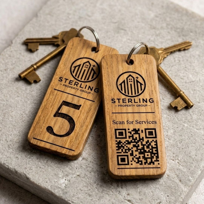 Custom QR Code Keyring I Wooden Scanable Website Keyring I Personalised QR Code Keychain