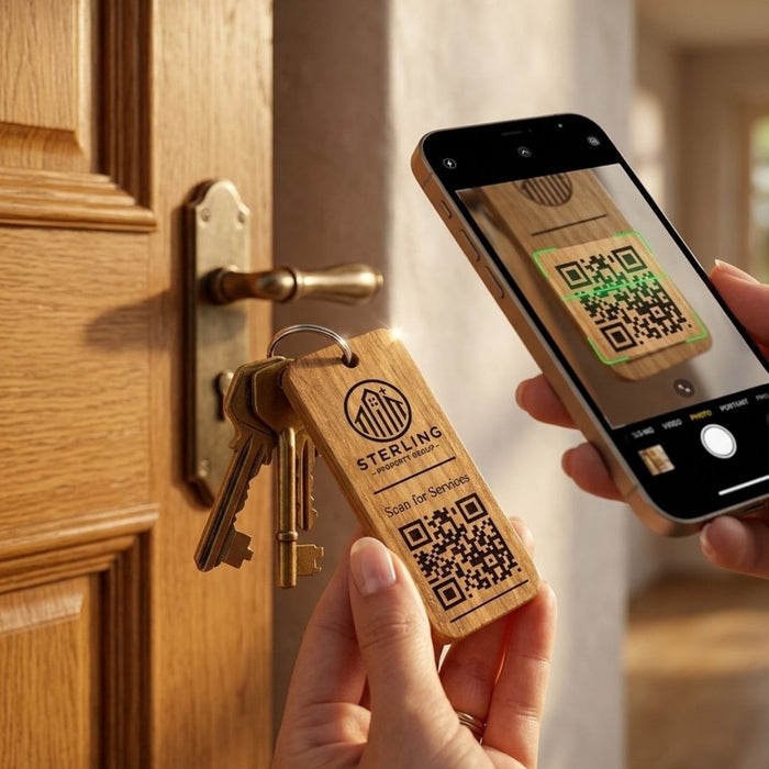 Custom QR Code Keyring I Wooden Scanable Website Keyring I Personalised QR Code Keychain