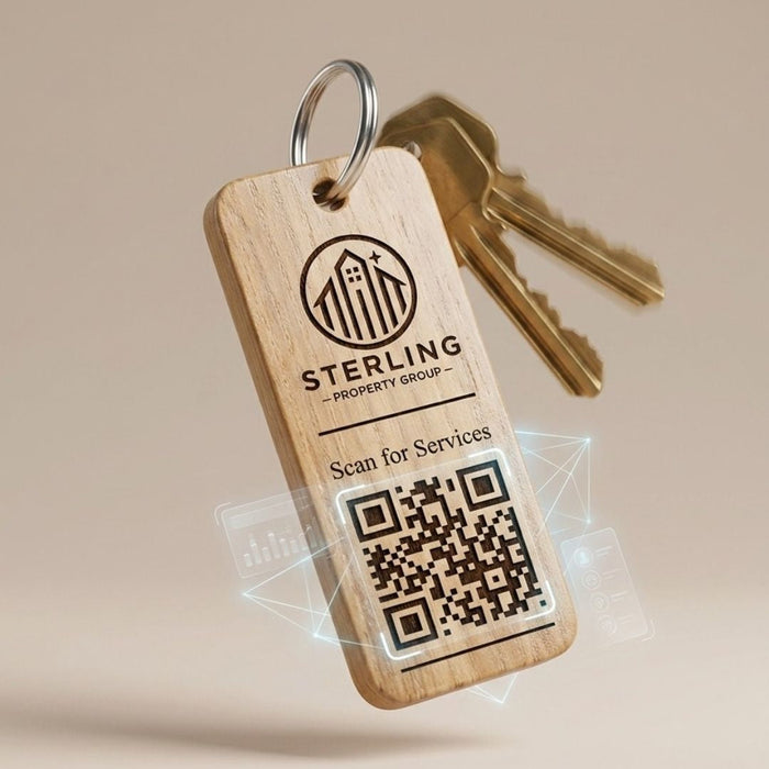 Custom QR Code Keyring I Wooden Scanable Website Keyring I Personalised QR Code Keychain