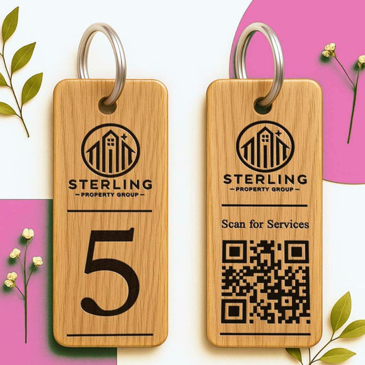 Custom QR Code Keyring I Wooden Scanable Website Keyring I Personalised QR Code Keychain