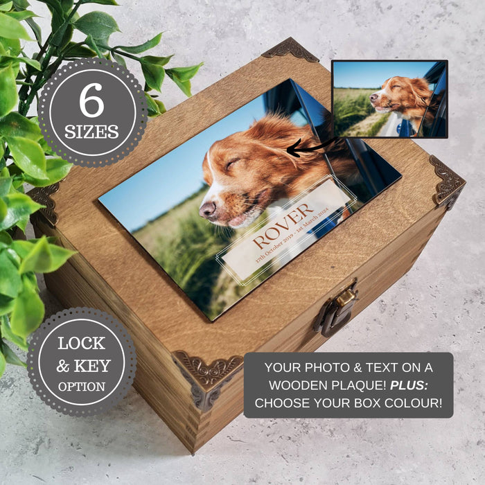 Dog Memory Gifts – Personalised Pet Ashes Box – Photo Memory Box for Keepsakes