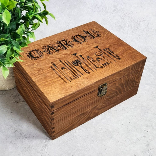 Engraved Art Supplies Keepsake Box I Personalised Artist Wood Paint Box - 6 Sizes Small to XLarge