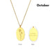 Engraved Birth Flower Pendant Necklace