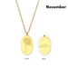 Engraved Birth Flower Pendant Necklace