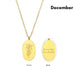 Engraved Birth Flower Pendant Necklace