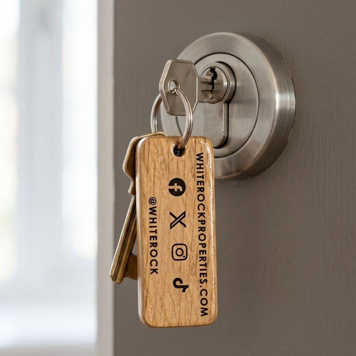 Engraved Business Logo Wood Keyring I Company Keychain