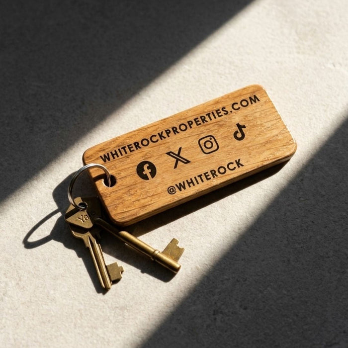 Engraved Business Logo Wood Keyring I Company Keychain