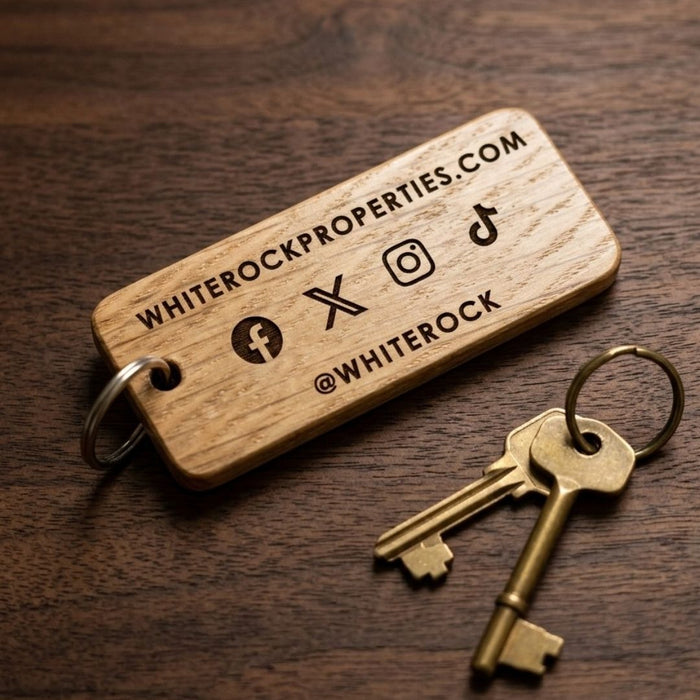 Engraved Business Logo Wood Keyring I Company Keychain