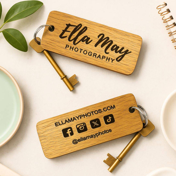 Engraved Business Logo Wood Keyring I Company Keychain