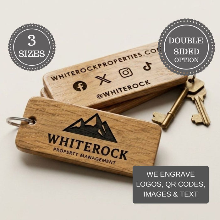 Engraved Business Logo Wood Keyring I Company Keychain