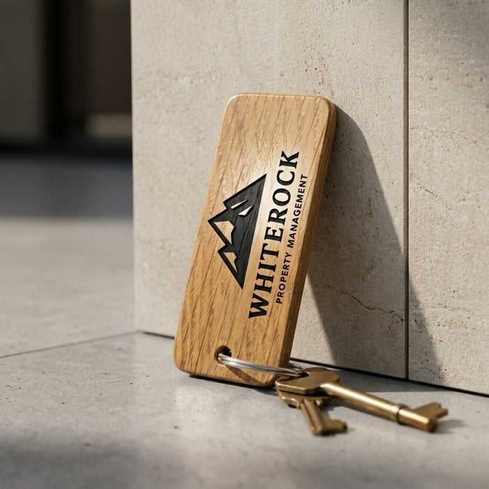 Engraved Business Logo Wood Keyring I Company Keychain