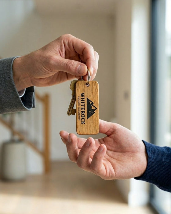 Engraved Business Logo Wood Keyring I Company Keychain