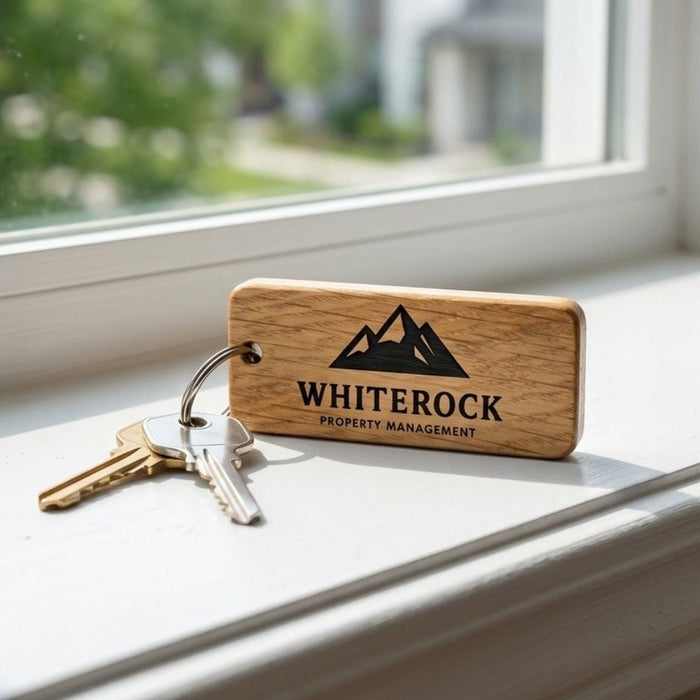 Engraved Business Logo Wood Keyring I Company Keychain
