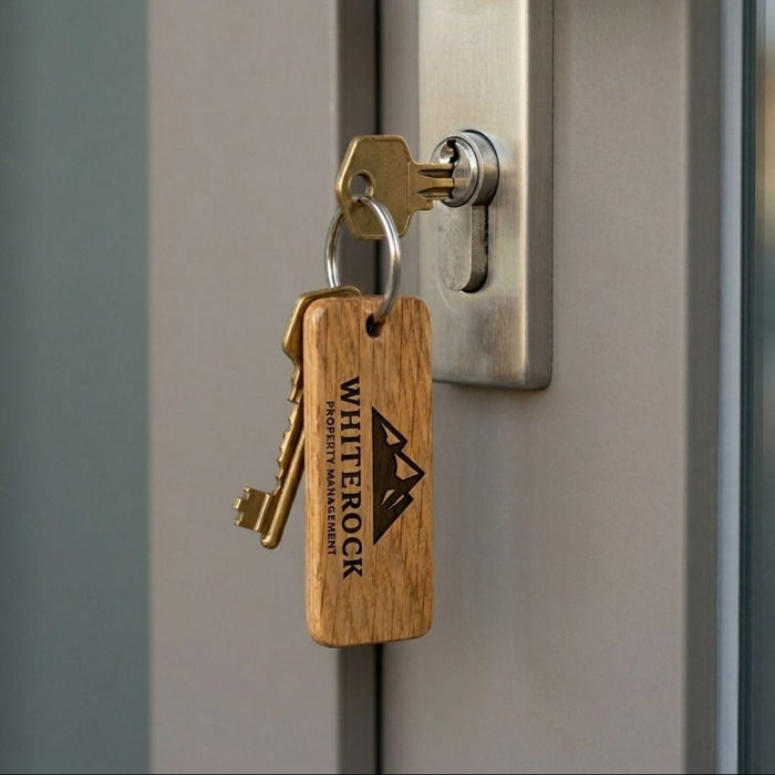 Engraved Business Logo Wood Keyring I Company Keychain