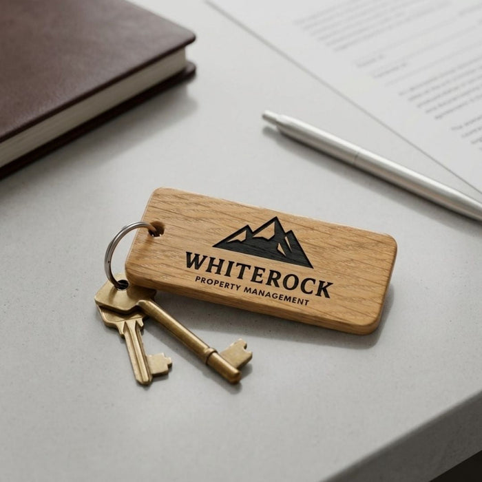 Engraved Business Logo Wood Keyring I Company Keychain