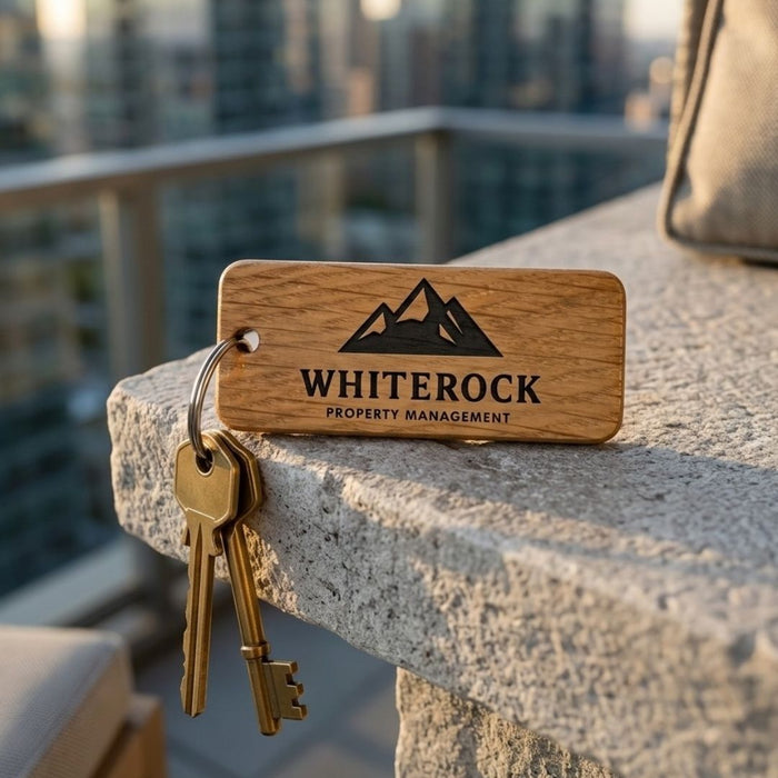 Engraved Business Logo Wood Keyring I Company Keychain