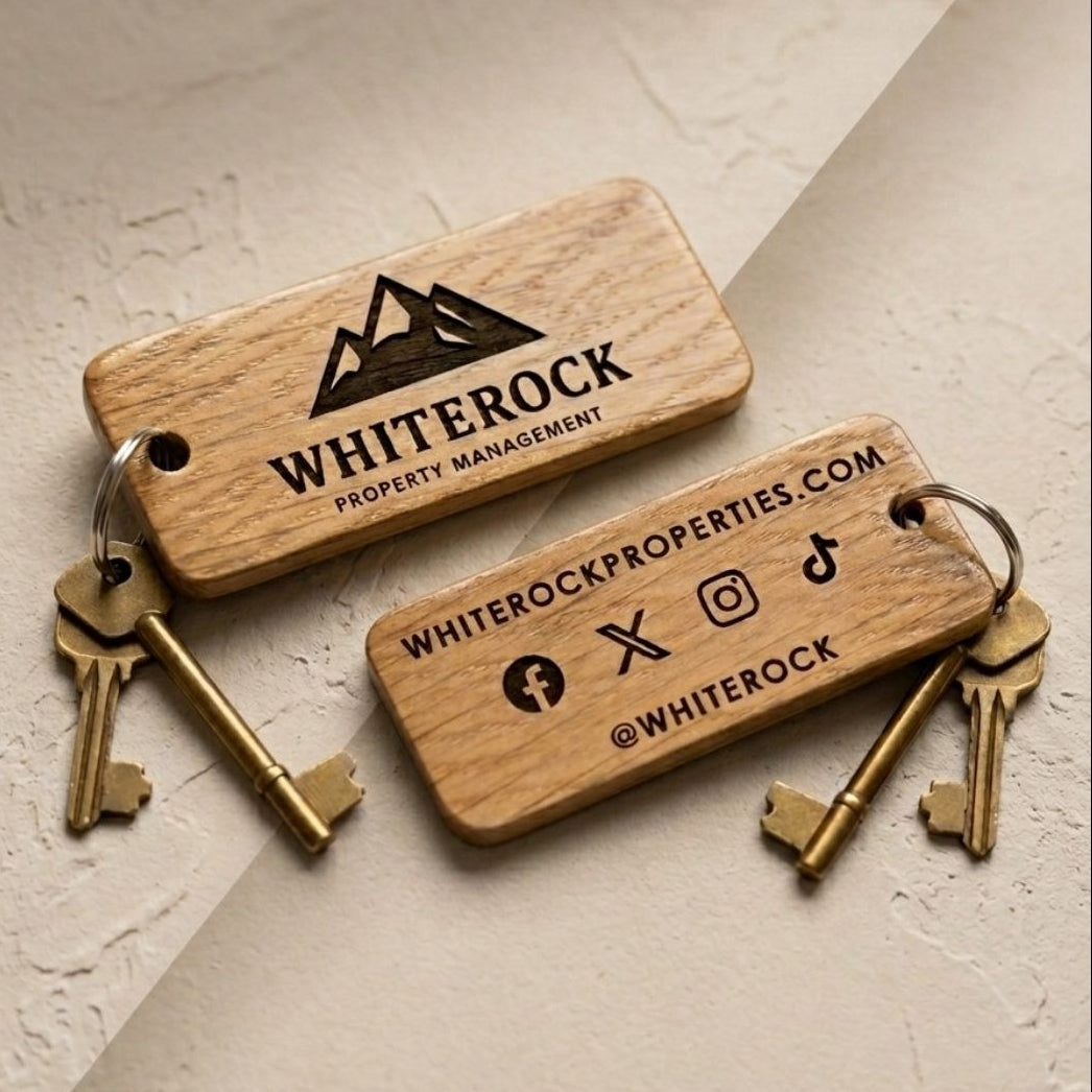 Engraved Business Logo Wood Keyring I Company Keychain