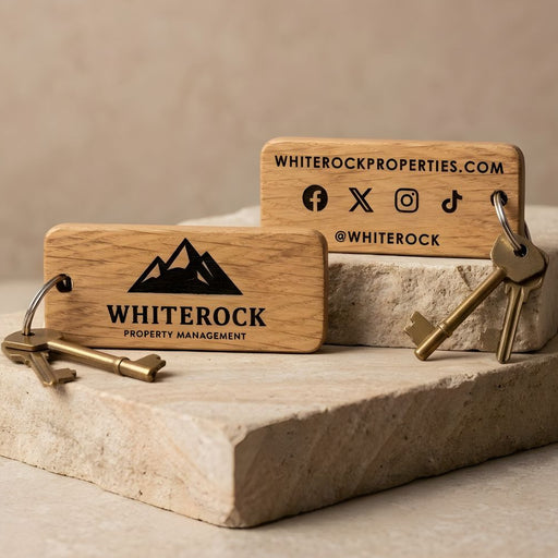 Engraved Business Logo Wood Keyring I Company Keychain