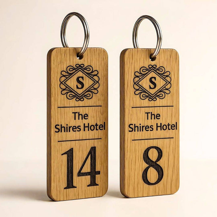 Engraved Hotel Room Number Wooden Keyring I Logo Keychain