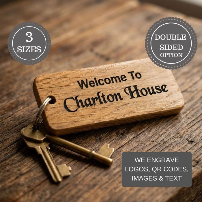 Engraved Keyrings for Airbnb & Holiday Lets | Add WiFi QR Code & Guest Welcome Info