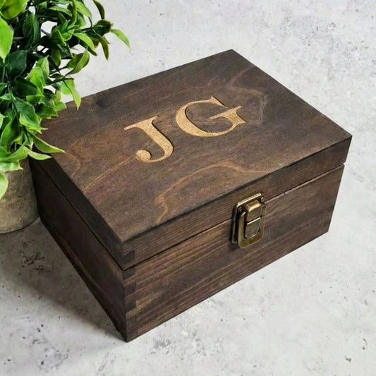 Engraved Monogram Keepsake Box for Husband I Boyfriend Birthday Gift - 6 Sizes Small to XLarge