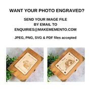 Engraved Pet Photo Keepsake Box - Solid Oak Pet Memory Box