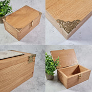 Engraved Pet Photo Keepsake Box - Solid Oak Pet Memory Box