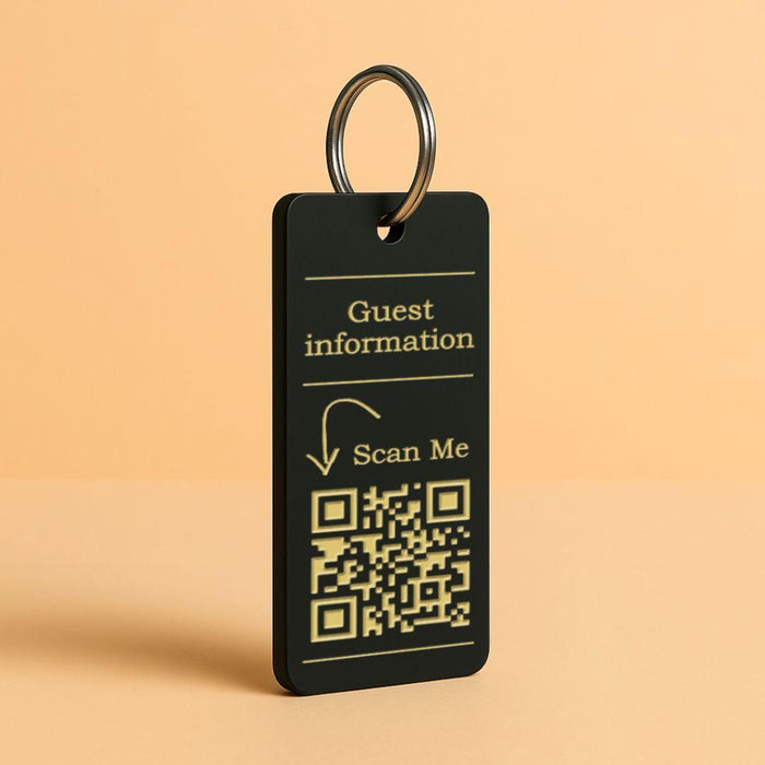 Engraved QR Keyrings for Hospitality – 3 Sizes Small to Large