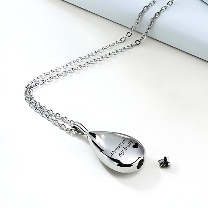Engraved Tiffany Memorial Jewelry Engraved Teardrop Ashes Necklace