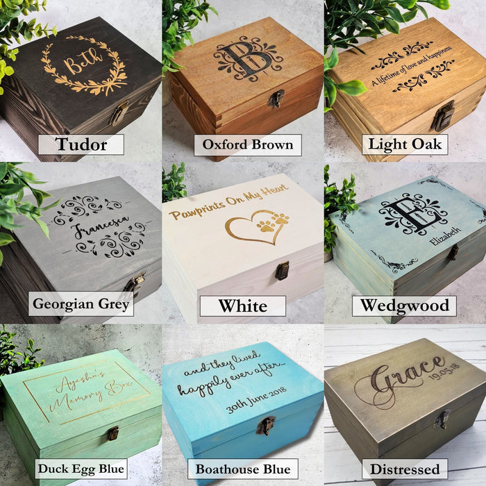 Engraved Tree Wooden Memory Storage Box I Large Family Tree Box 42cm