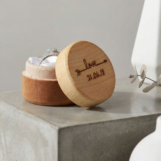 Engraved Wedding Ring Box I Anniversary Wooden Gift Box