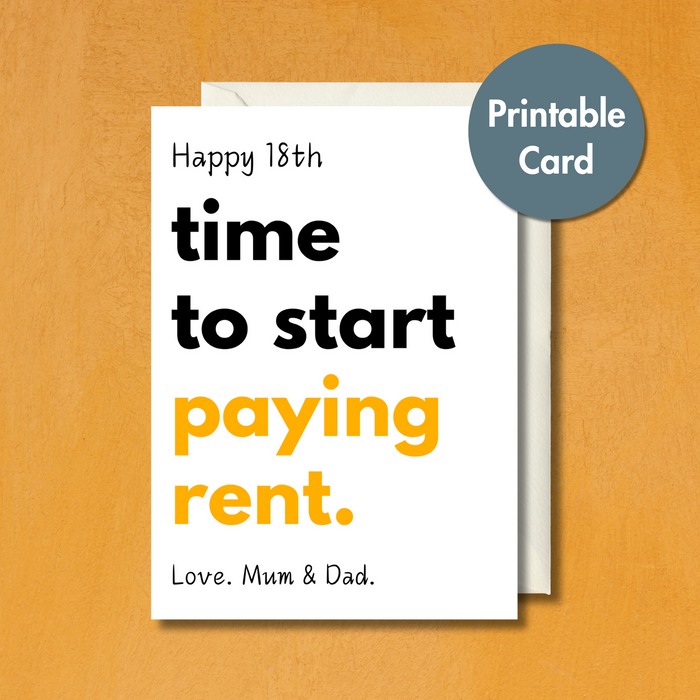 Funny 18th Birthday Card | Printable Card for Son or Daughter | Welcome to Adulthood