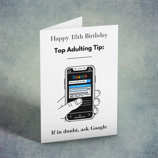 Funny Adulting Tips 18th Birthday Card | Quick Download Printable Card