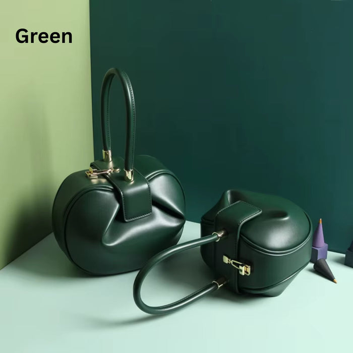 Genuine Leather Dumpling Bag | Colourful Round Top Handle Handbag - 2 Sizes