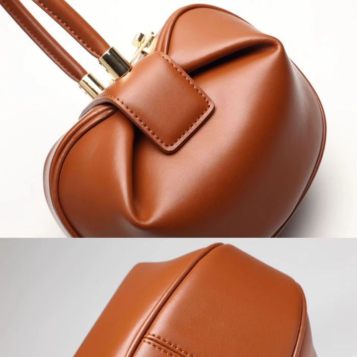 Genuine Leather Dumpling Bag | Colourful Round Top Handle Handbag - 2 Sizes