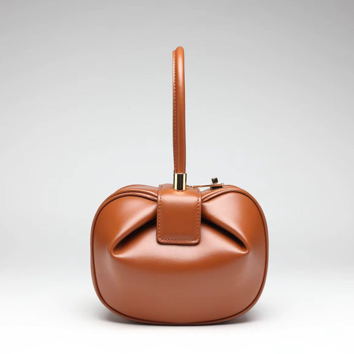 Genuine Leather Dumpling Bag | Colourful Round Top Handle Handbag - 2 Sizes