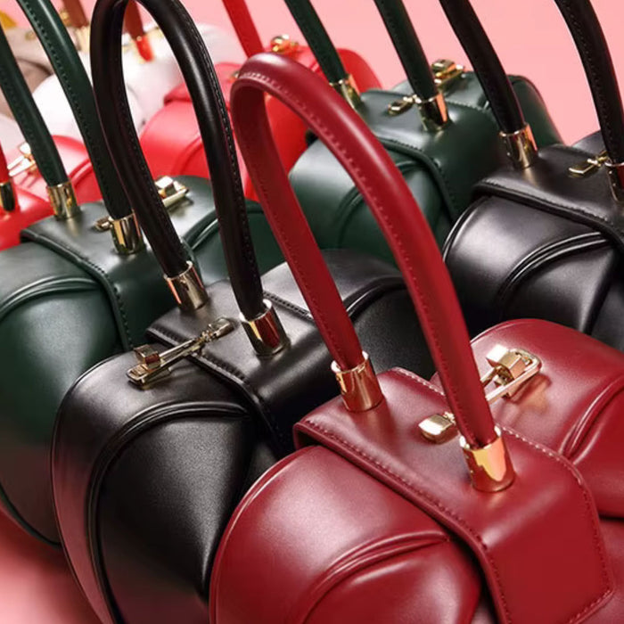 Genuine Leather Dumpling Bag | Colourful Round Top Handle Handbag - 2 Sizes