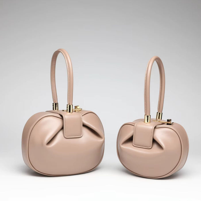 Genuine Leather Dumpling Bag | Colourful Round Top Handle Handbag - 2 Sizes
