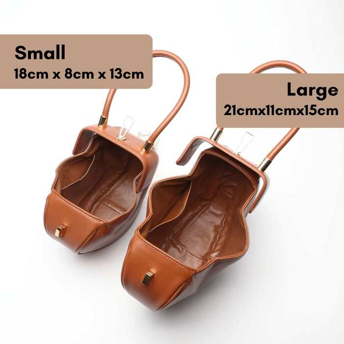 Genuine Leather Dumpling Bag | Colourful Round Top Handle Handbag - 2 Sizes