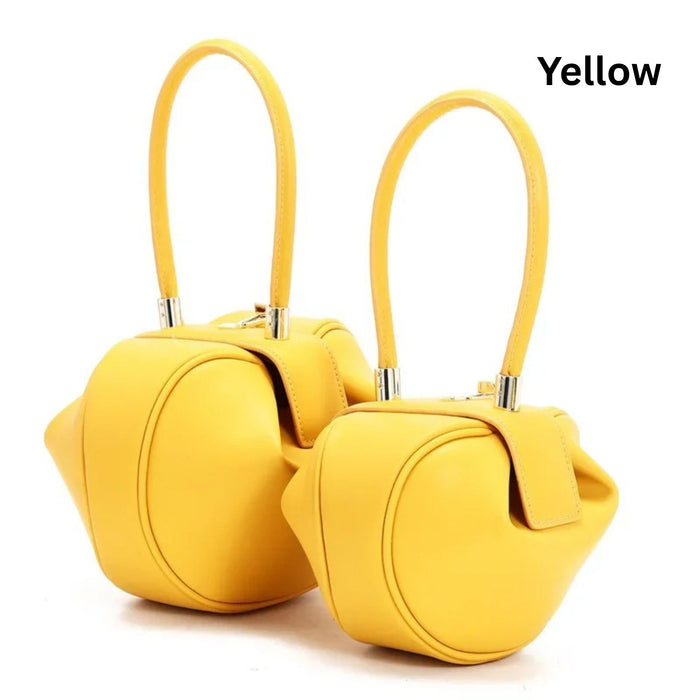 Genuine Leather Dumpling Bag | Colourful Round Top Handle Handbag - 2 Sizes