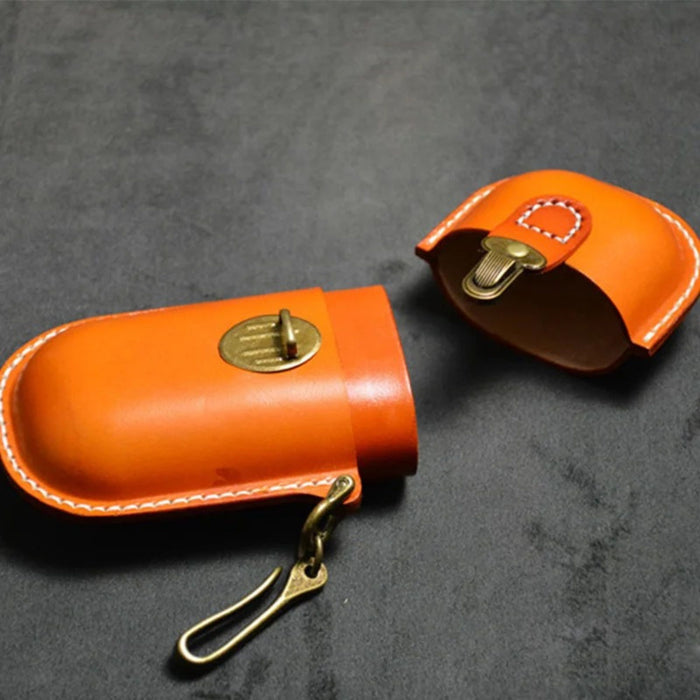Genuine Leather Glasses Case with Hook | Hard Shell Eyewear Holder