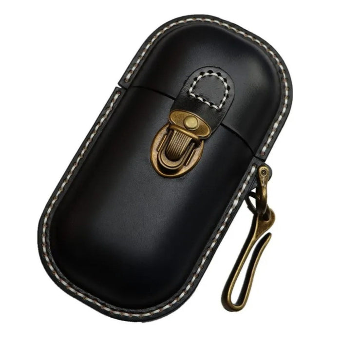 Genuine Leather Glasses Case with Hook | Hard Shell Eyewear Holder