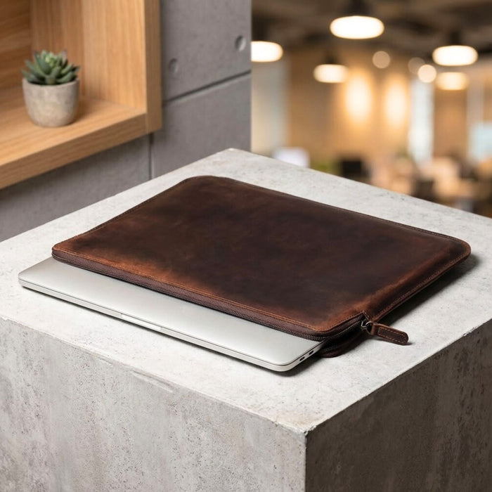 Genuine Leather Laptop Case | Slim Briefcase for 13–15 Inch Laptops