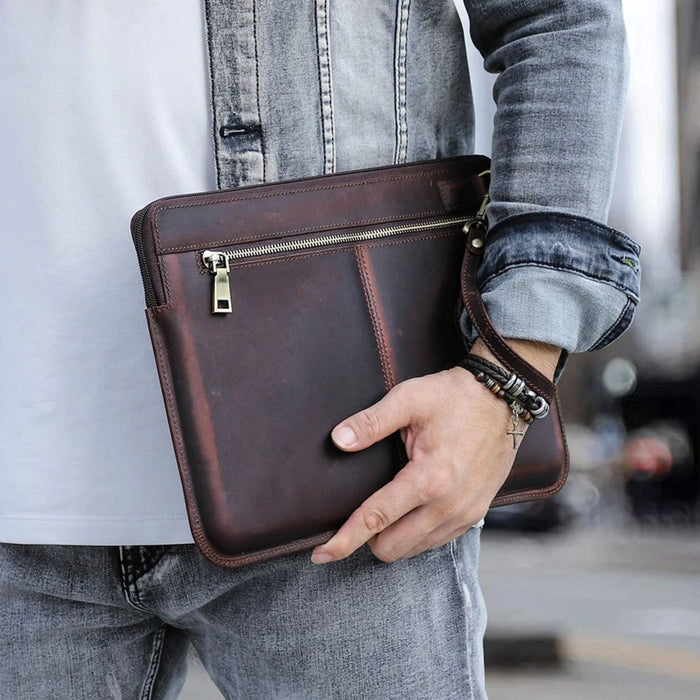 Genuine Leather Laptop Case | Slim Briefcase for 13–15 Inch Laptops