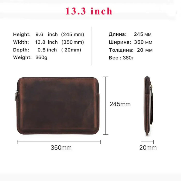 Genuine Leather Laptop Case | Slim Briefcase for 13–15 Inch Laptops
