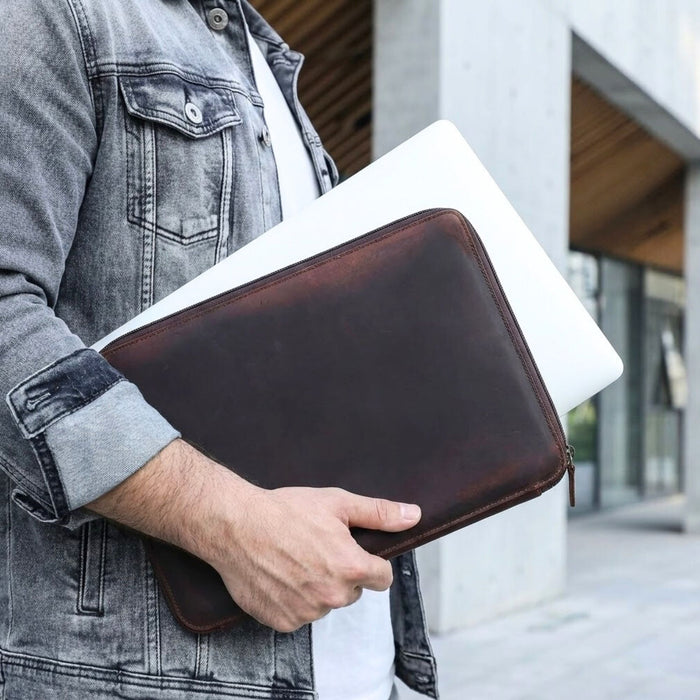 Genuine Leather Laptop Case | Slim Briefcase for 13–15 Inch Laptops